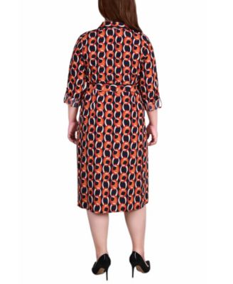 Plus Size Printed Shirt Dress