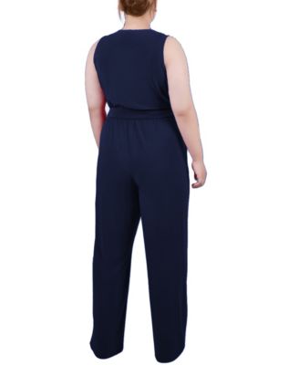 Plus Size Sleeveless Belted Jumpsuit