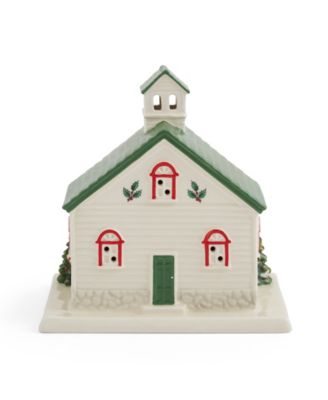 Christmas Tree Lighted School House Figurine
