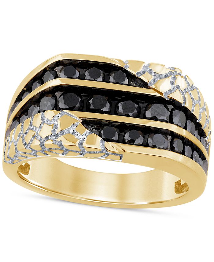 Macy's Men's Black Diamond Nugget Ring (1-1/2 ct. t.w.) in 10k