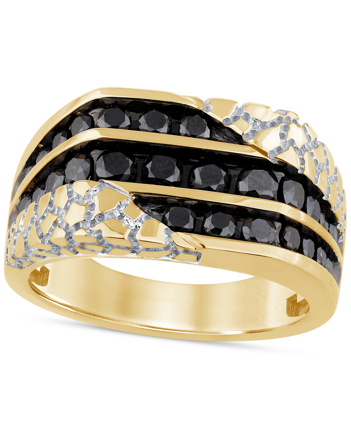 Macy's Men's Black Diamond Nugget Ring (1-1/2 Ct. T.w.) In 10k Gold