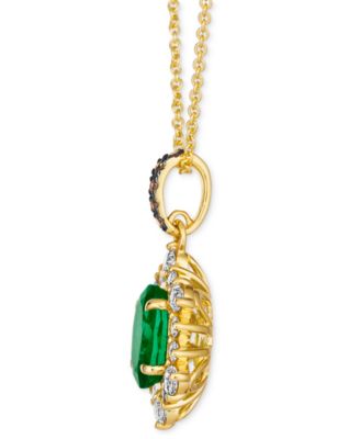 Costa Smeralda Emeralds (7/8 ct. t.w.) & Diamond (1/2 ct. t.w.) Halo Adjustable 20" Pendant Necklace in 14k Gold