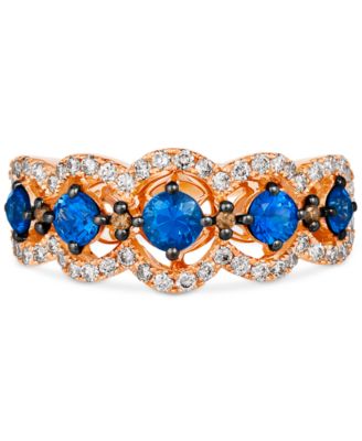 Blueberry Sapphire (3/4 ct. t.w.) & Diamond (7/8 ct. t.w.) Scalloped Ring in 14k Rose Gold