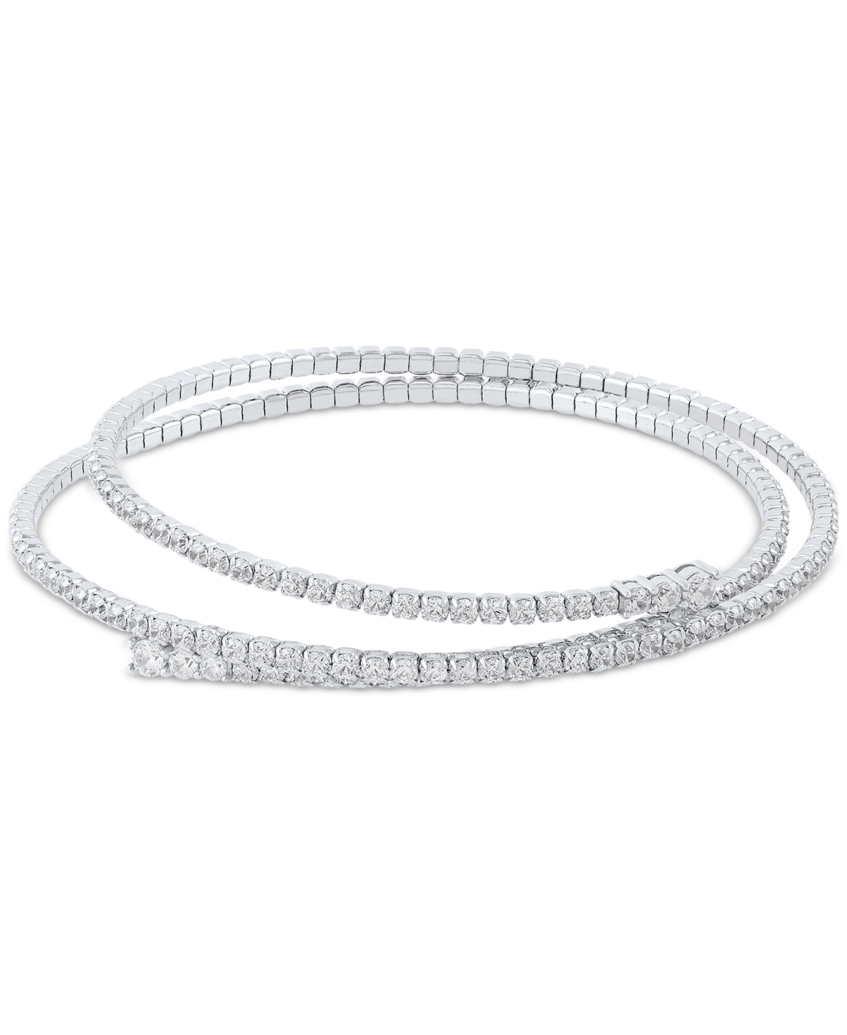 Cubic Zirconia Wrap Collar Necklace in Sterling Silver - Sterling Silver