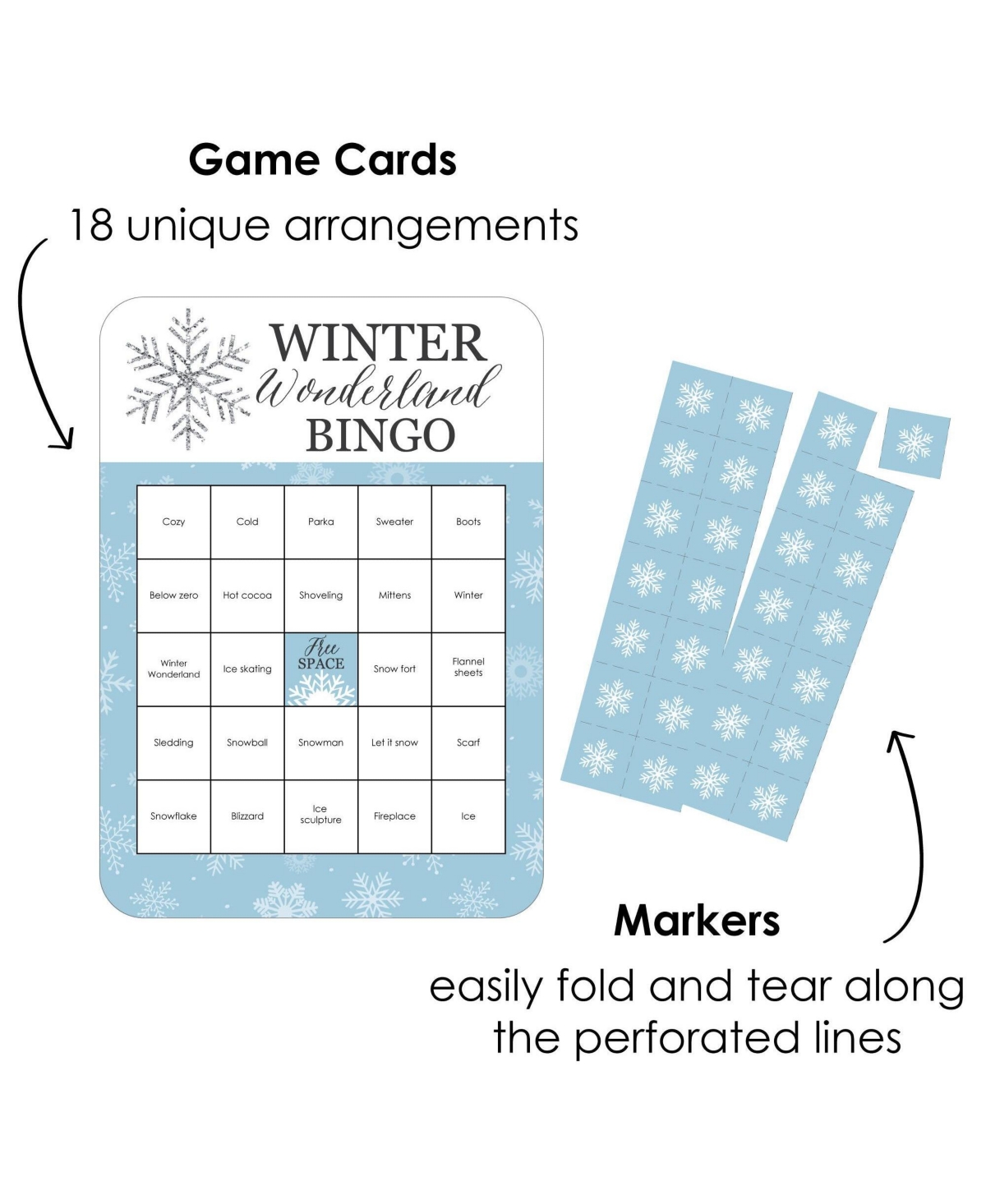 Big Dot Of Happiness Winter Wonderland - Bingo Cards and Markers ...
