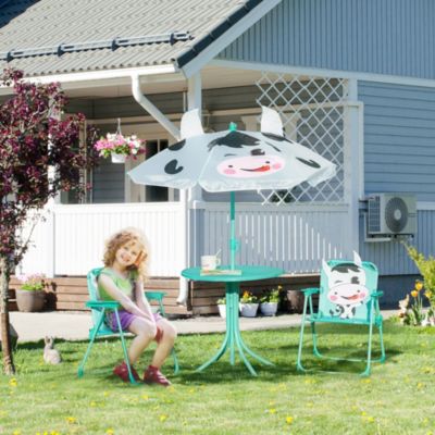 Kids Picnic Table Chair Set Outdoor Patio Furniture W/ Umbrella