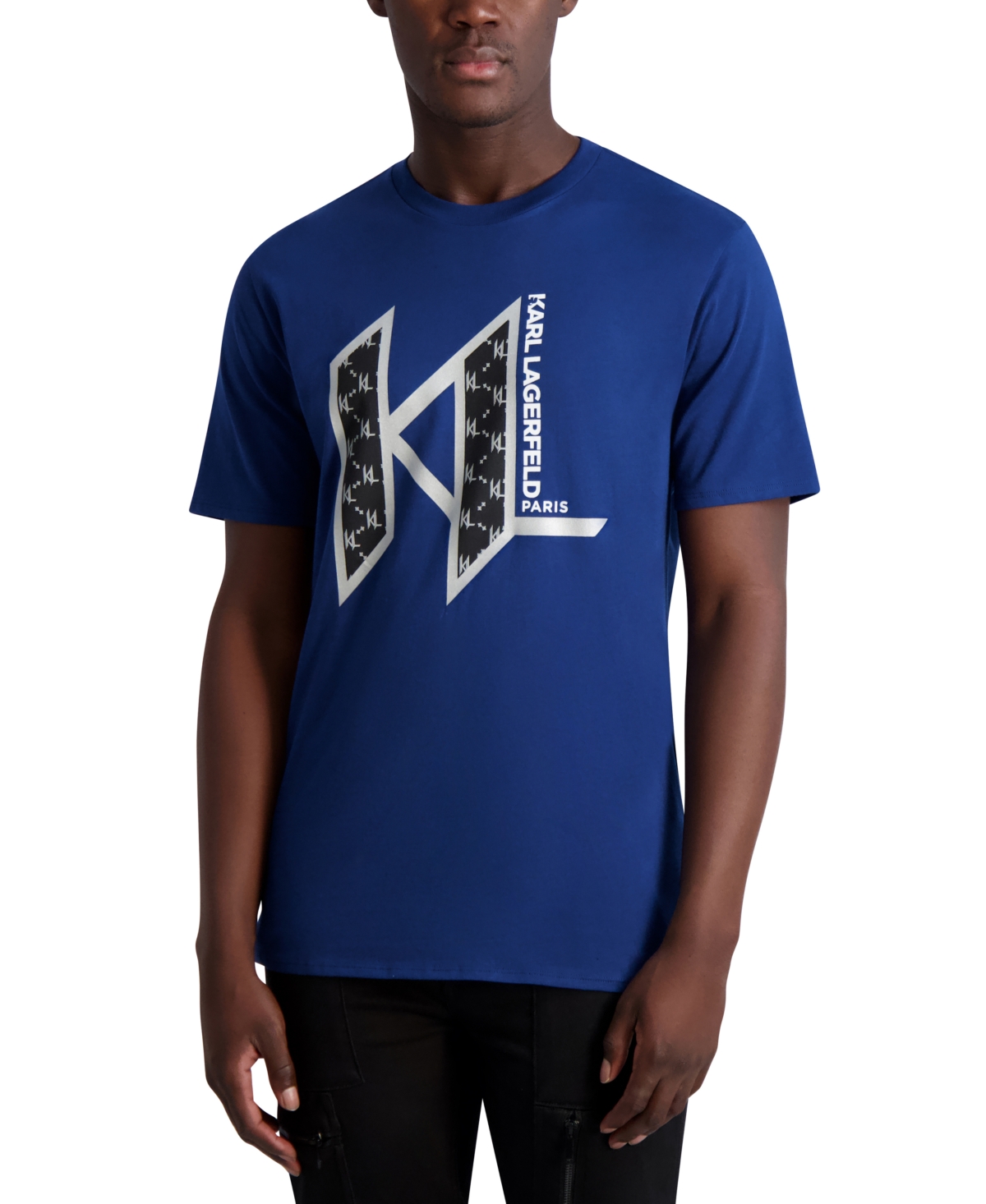 KARL LAGERFELD MEN'S SLIM-FIT SHORT-SLEEVE FOIL LOGO T-SHIRT