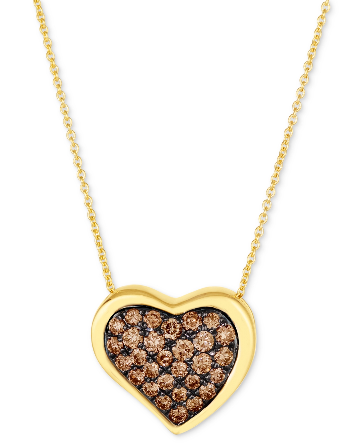 Godiva x Le Vian Chocolate Ganache Heart Pendant Necklace Featuring Chocolate Diamond (5/8 ct. t.w.) in 14k Gold (Also Available in Rose Gold)