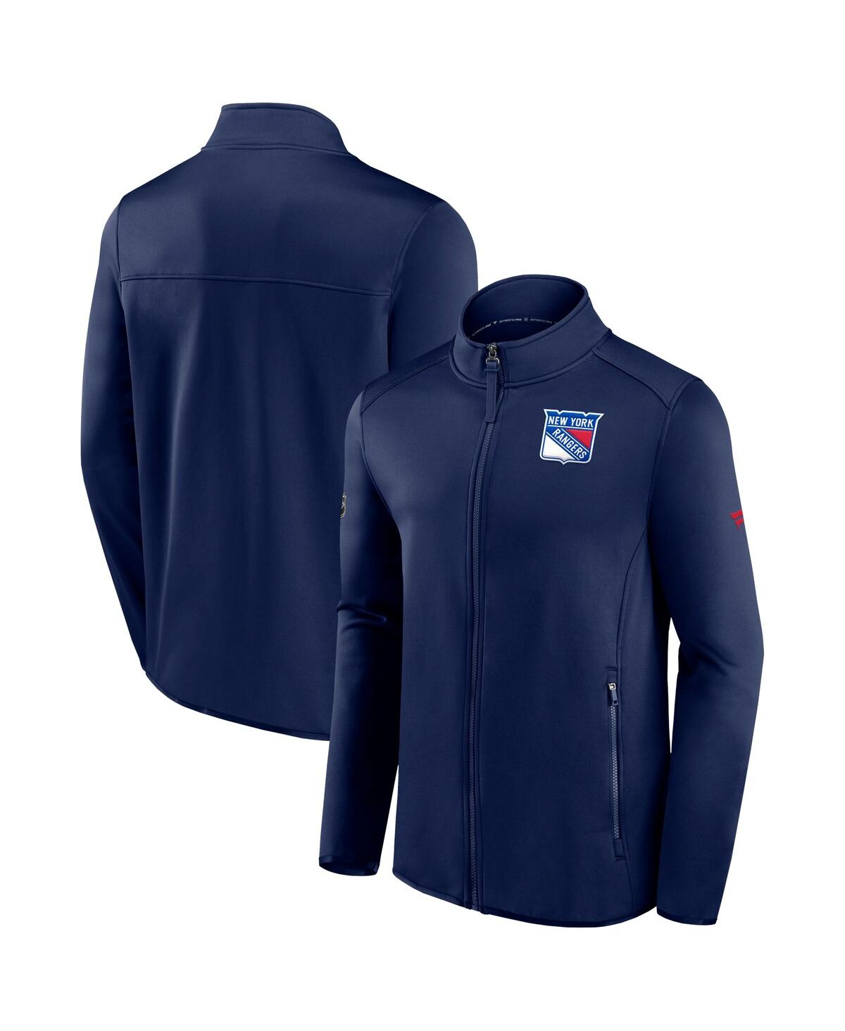 Shop Fanatics Men's  Navy New York Rangers Authentic Pro Rink Fleece Full-zip Jacket