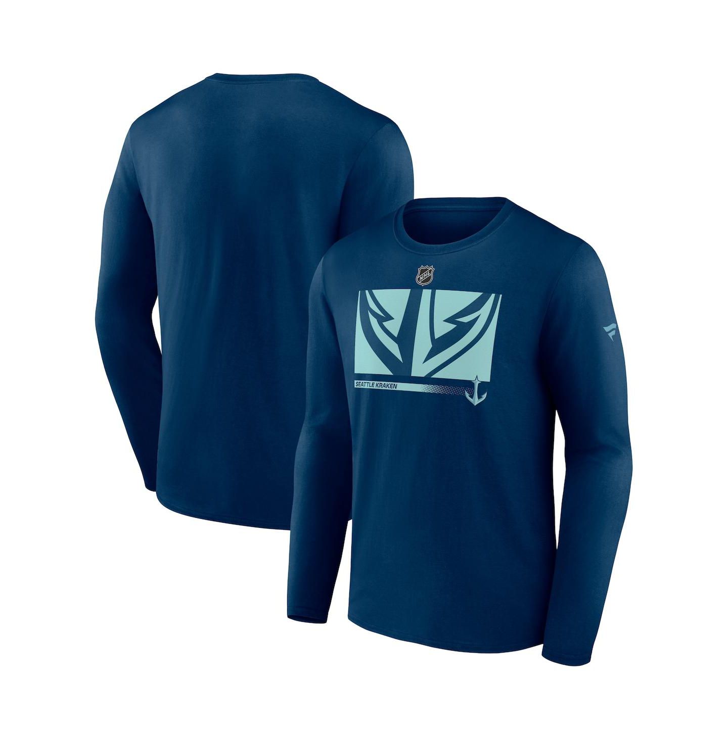 Мужская футболка Fanatics Deep Sea Blue Seattle Kraken Authentic Pro Core Collection Secondary Long Sleeve — фото 4