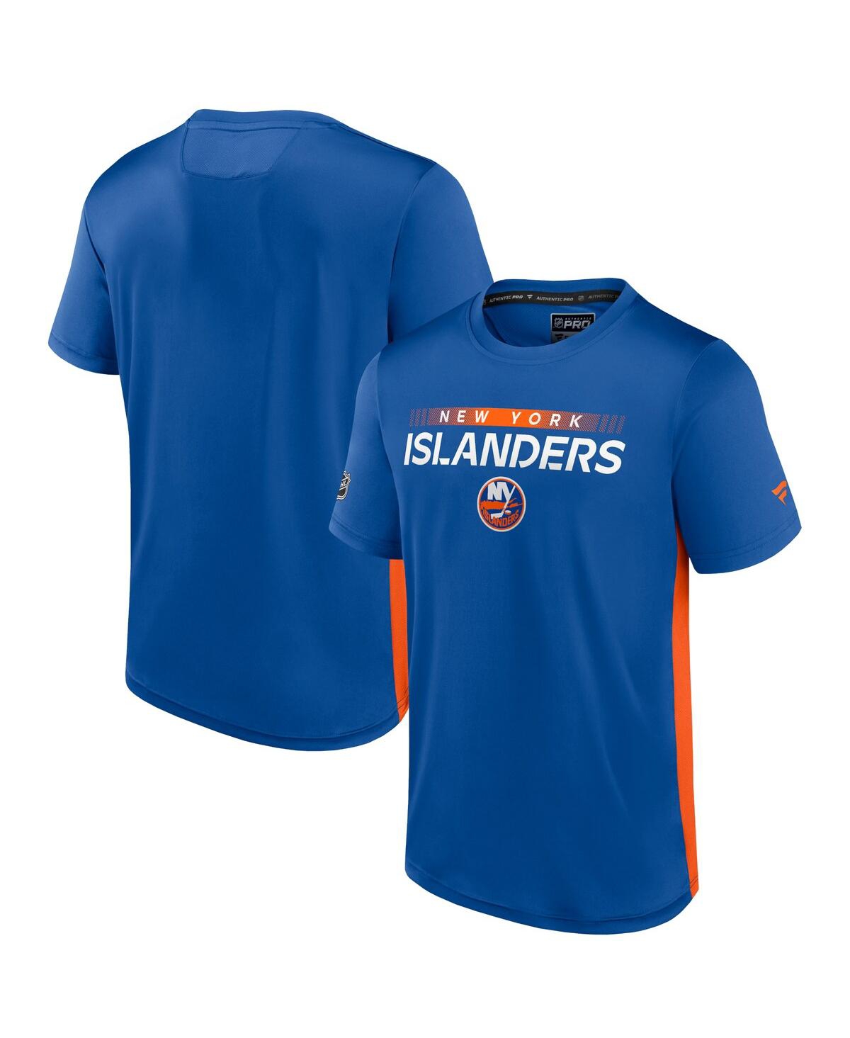 Shop Fanatics Men's  Royal, Orange New York Islanders Authentic Pro Rink Tech T-shirt In Royal,orange
