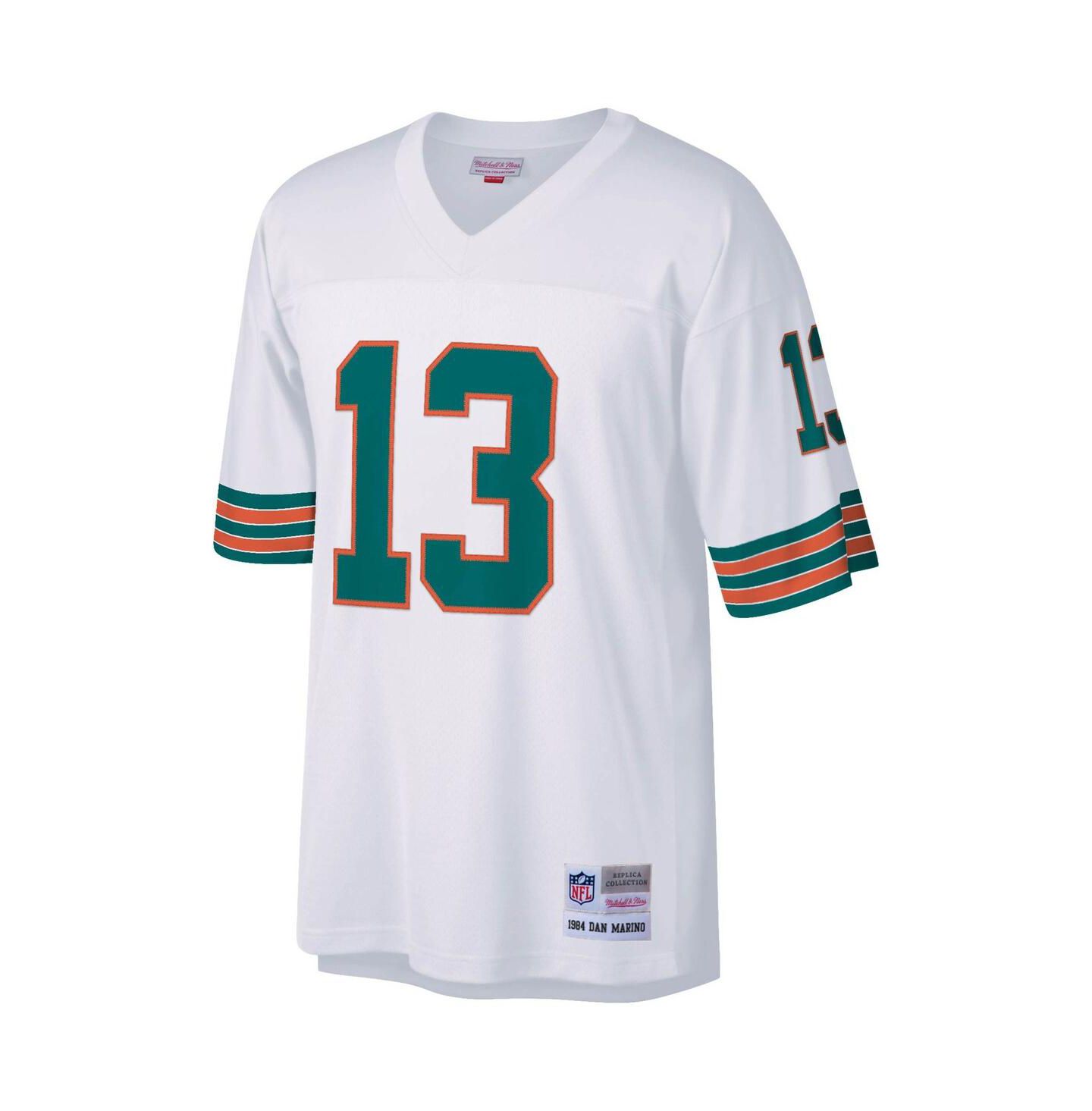Мужской топ Mitchell & Ness Dan Marino White Miami Dolphins Big and Tall 1984 Retired Player Replica Jersey — фото 3