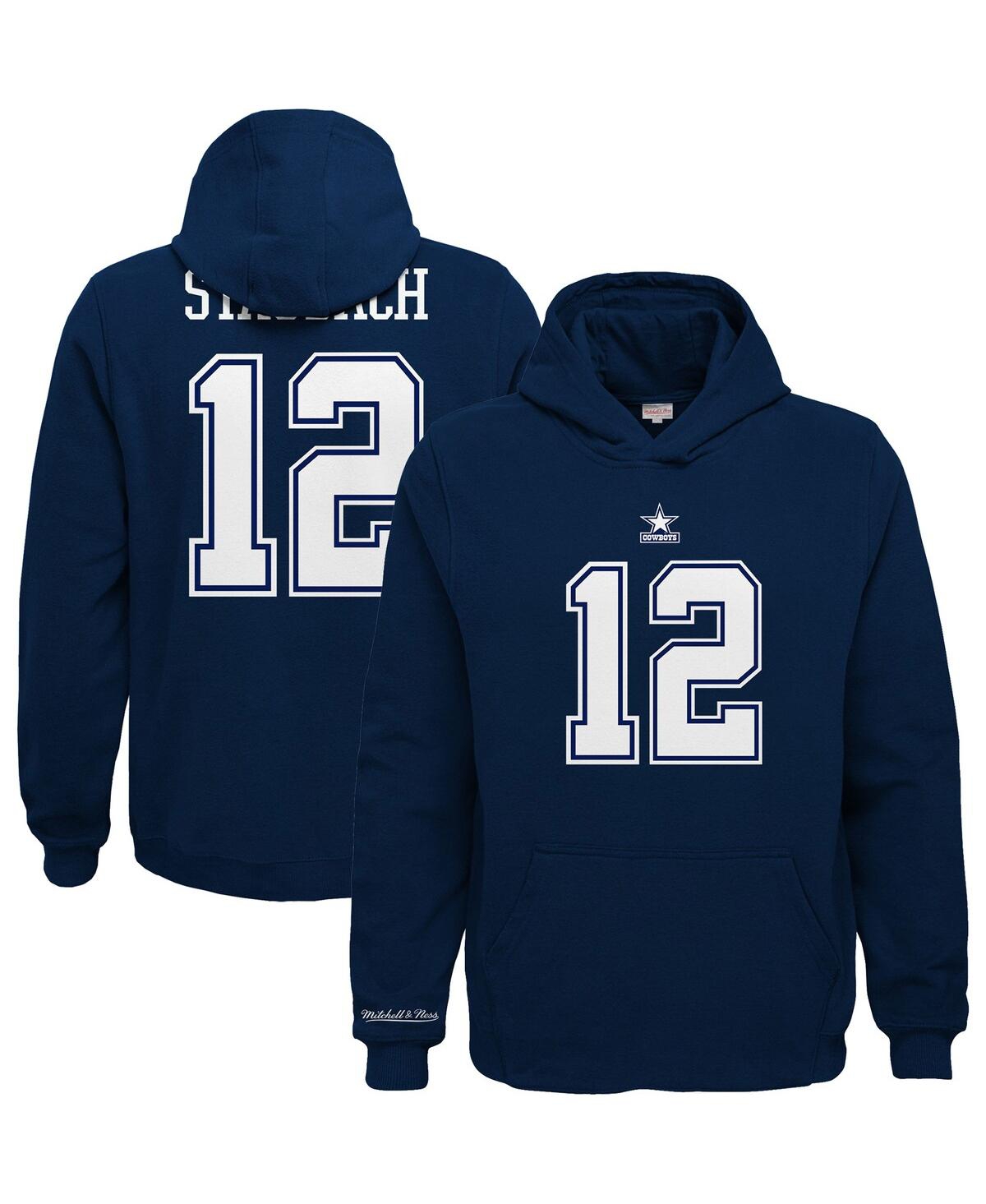 Mitchell & Ness Big Boys  Navy Dallas Cowboys Retired Player Name And Number Pullover Hoodie In Navy