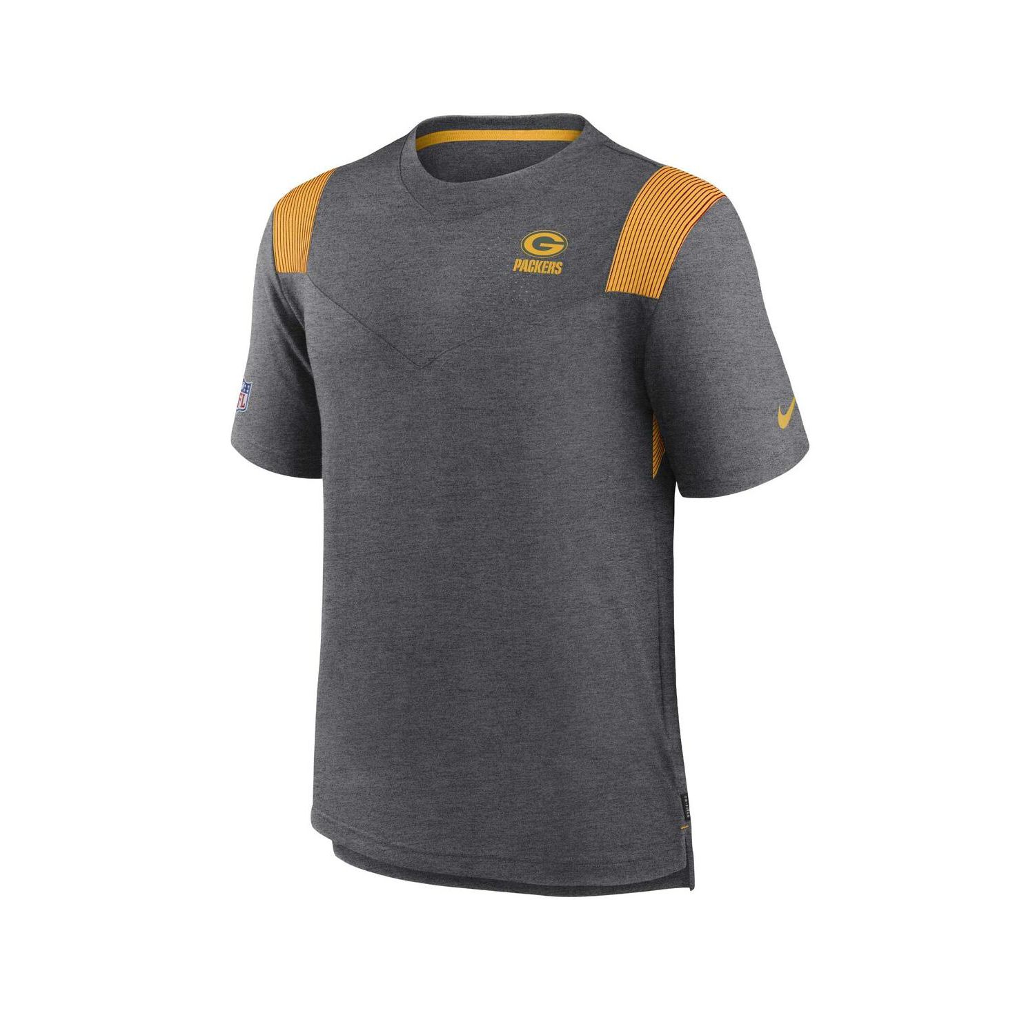 Men's Heather Charcoal Green Bay Packers Sideline Tonal Logo Performance Player T-shirt