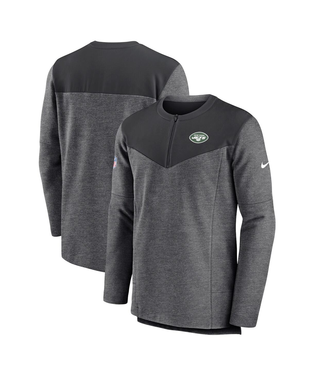 Men's NikeNew York Jets Sideline Lockup Performance Quarter-zip Jacket - Charcoal