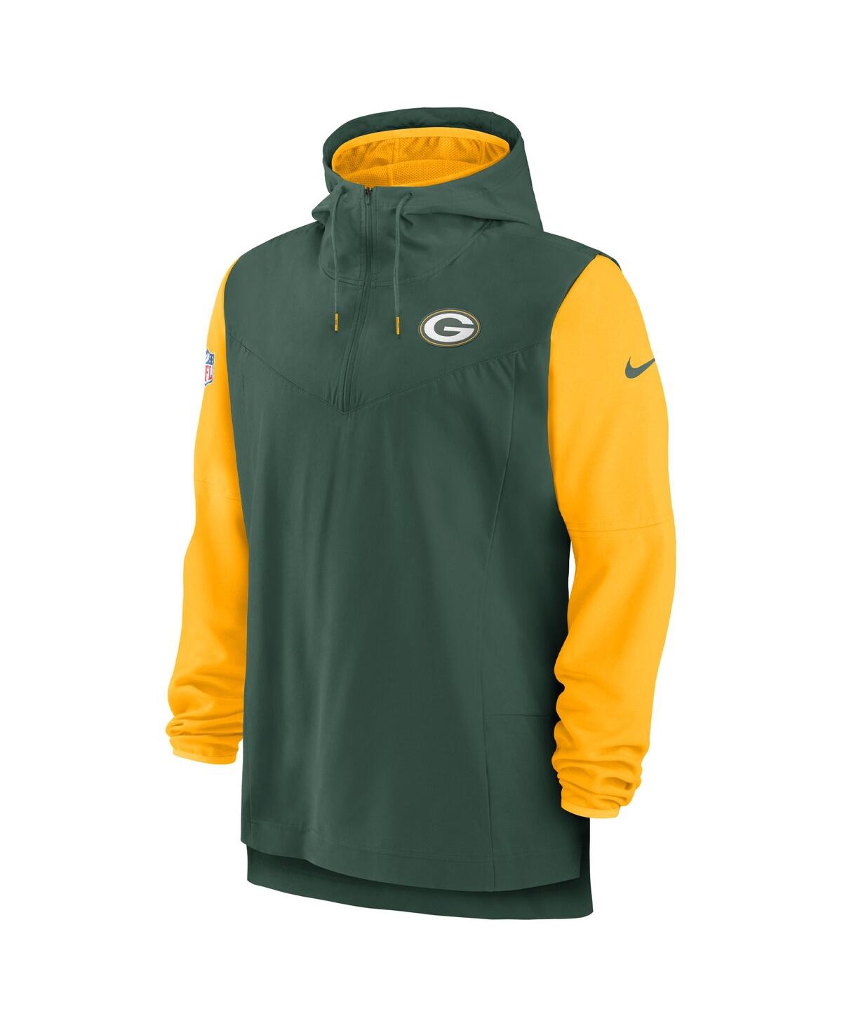 Shop Nike Men's  Green, Gold Green Bay Packers Sideline Player Quarter-zip Hoodie In Green,gold