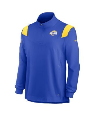Men's Royal Los Angeles Rams Sideline Coach Chevron Lockup Quarter-zip Long Sleeve Top