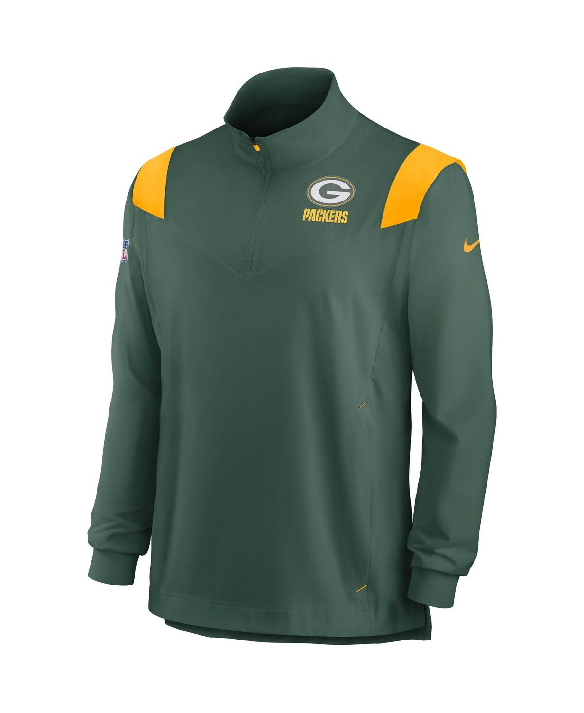 Shop Nike Men's  Green Green Bay Packers Sideline Coach Chevron Lockup Quarter-zip Long Sleeve Top