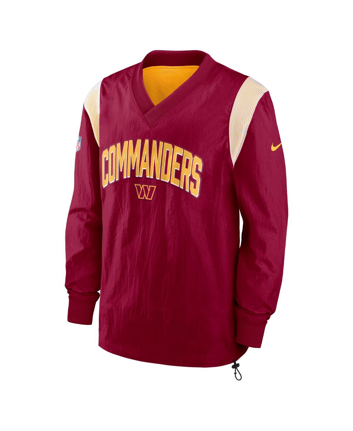 Shop Nike Men's  Burgundy Washington Commanders Sideline Athletic Stack V-neck Pullover Windshirt Jacket