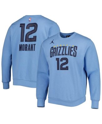 Men's Ja Morant Light Blue Memphis Grizzlies Statement Name and Number Pullover Sweatshirt