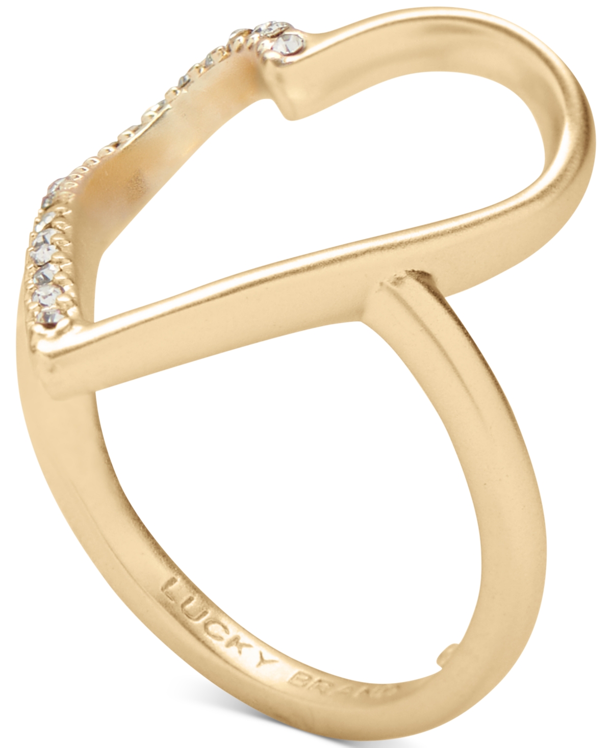 Lucky Brand Pave Cubic Zirconia Open Heart Statement Ring Gold Smart Closet