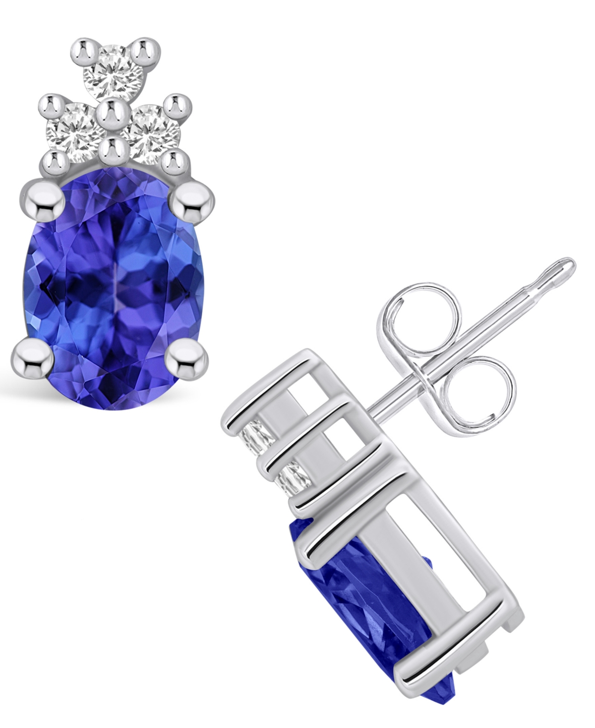 Macy's Tanzanite (2-1/2 Ct. T.w.) And Diamond (1/5 Ct. T.w.) Stud Earrings In White Gold