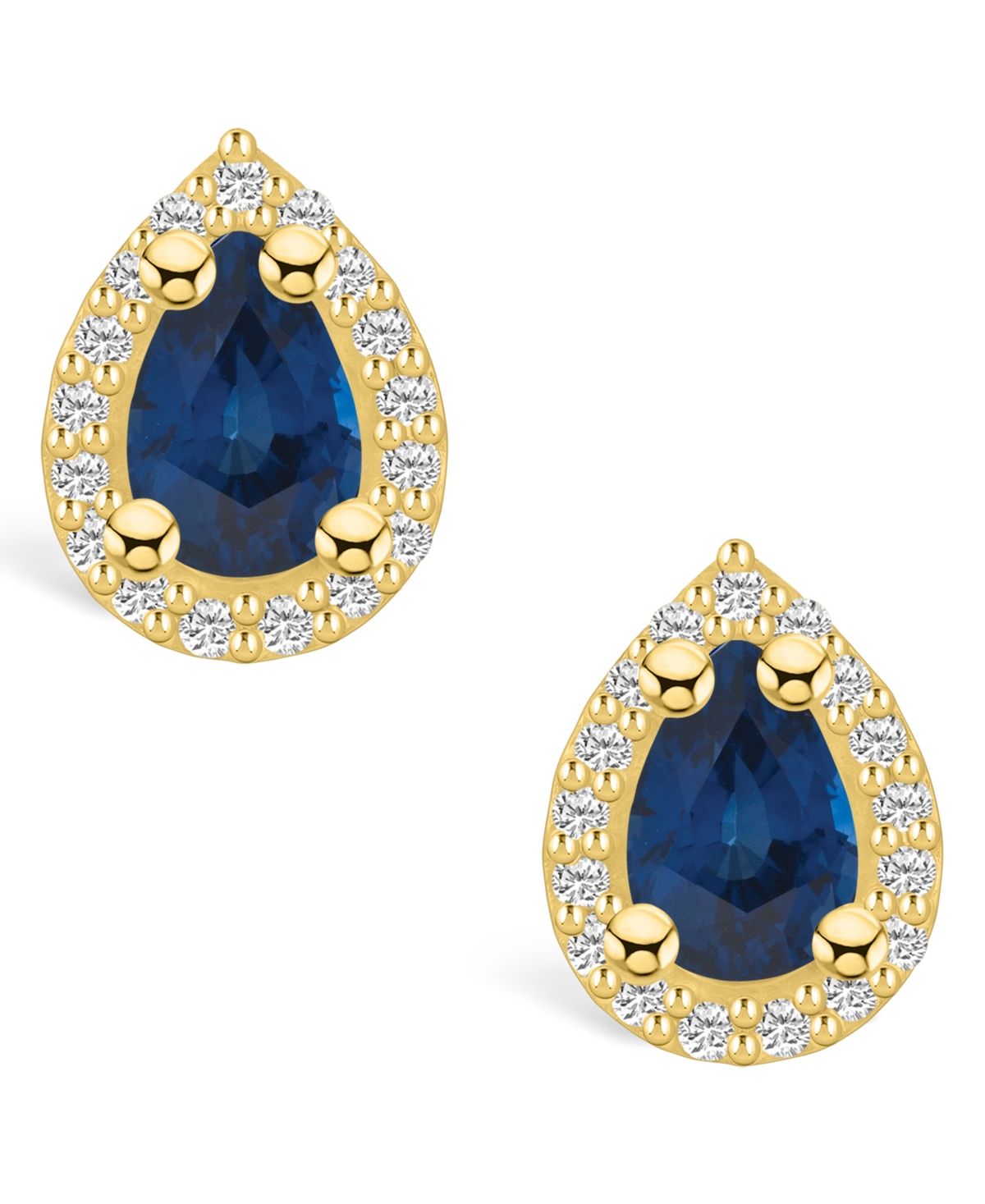 Macy's Sapphire (1 Ct. t.w.) and Diamond (1/6 Ct. t.w.) Halo Stud Earrings