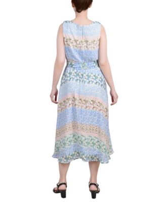 Petite Sleeveless Chiffon Belted Dress