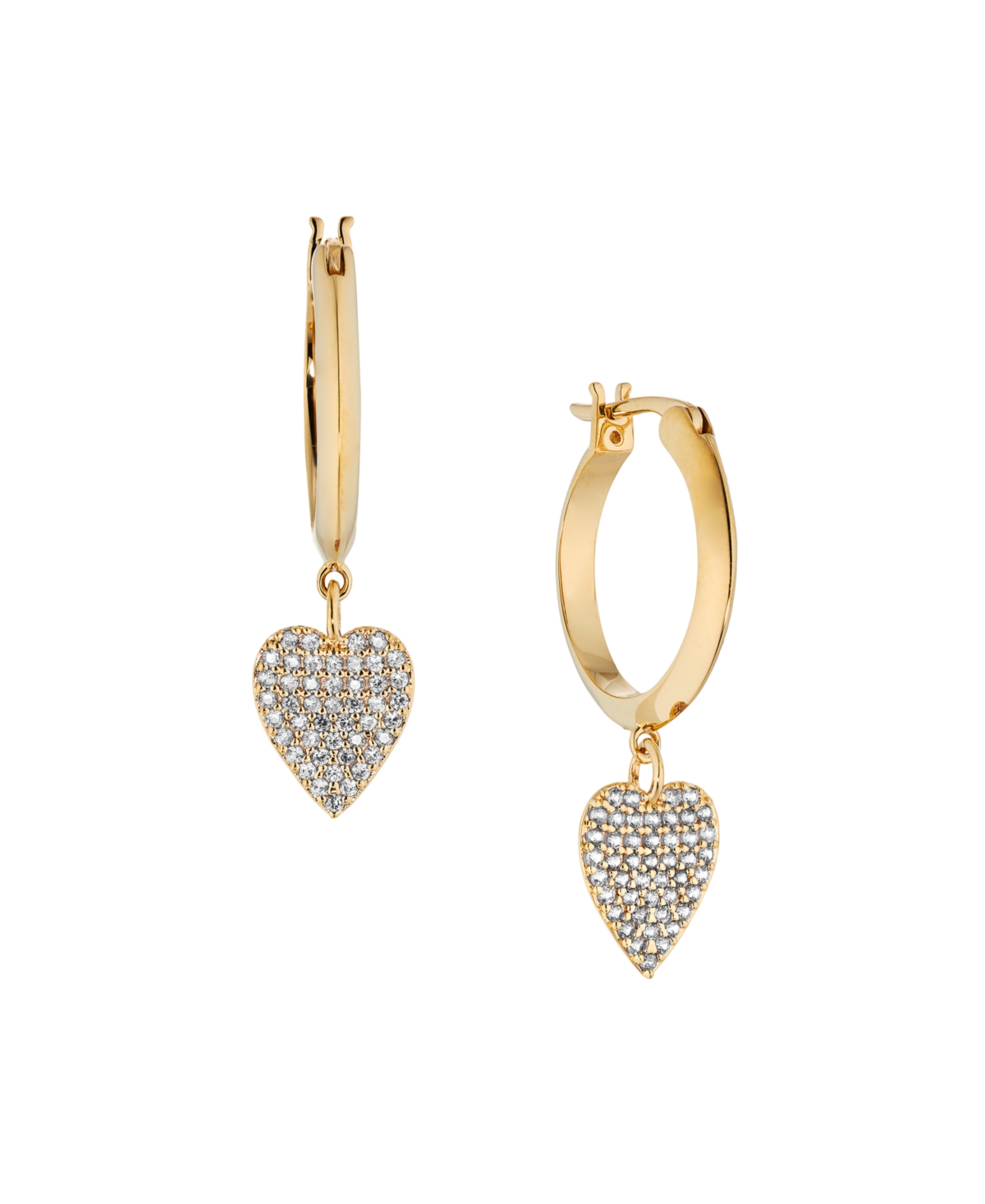 Ava Nadri Extra Small Hoop With Pink Pave Heart Drop Earrings In Gold