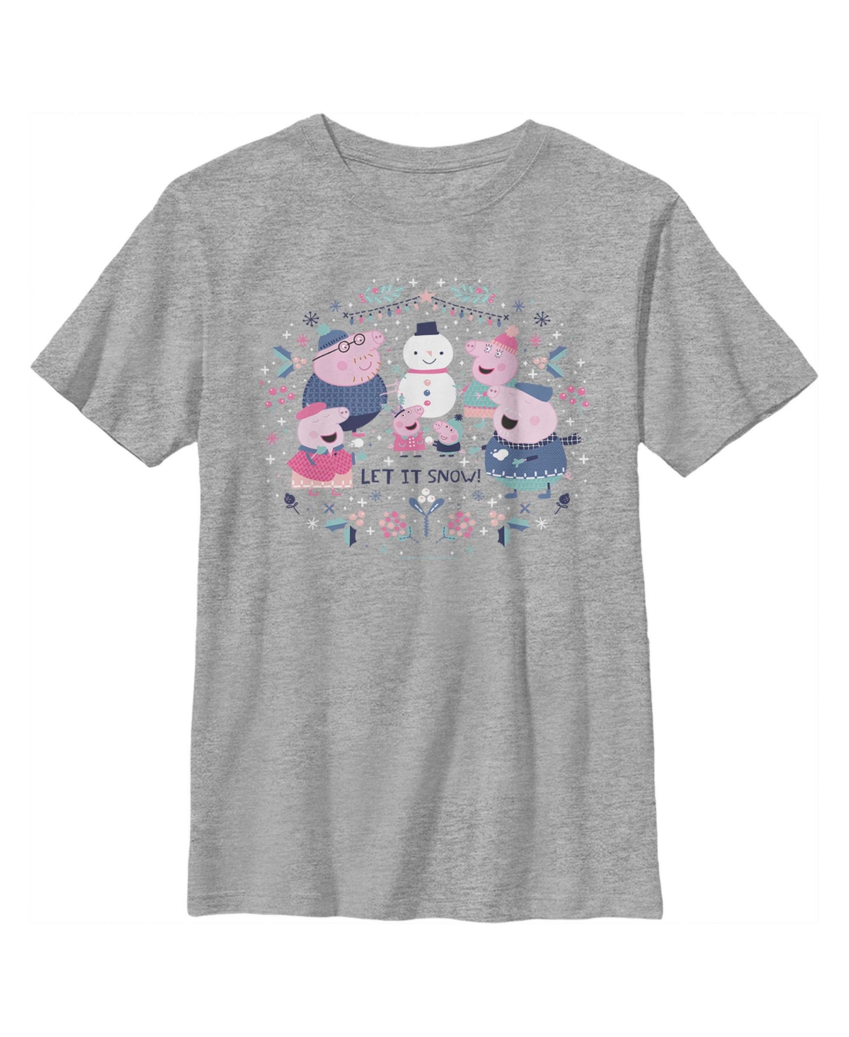 Hasbro Kids' Boy's Peppa Pig Christmas Let It Snow Child T-shirt In Athletic Heather