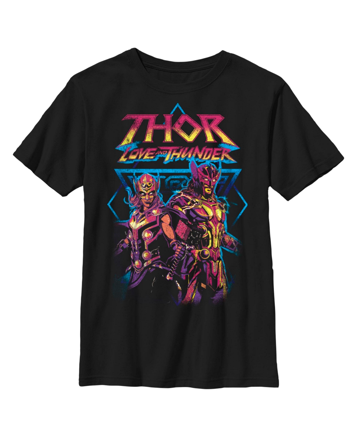 Marvel Kids' Boy's : Thor: Love And Thunder Distressed Main Characters Child T-shirt In Black