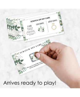 Boho Botanical Bride Bridal Shower & Wedding Party Game Scratch Off Cards 22 Ct