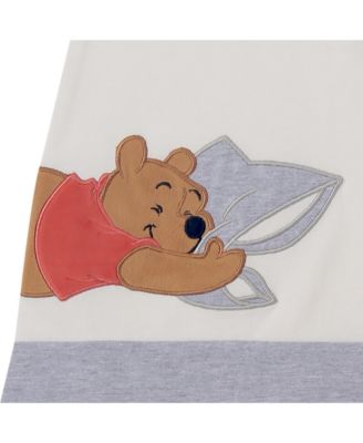 Baby Disney Winnie the Pooh White/Gray Appliqued Cotton Wearable Blanket