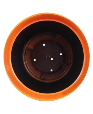 Glazed Brushed Happy Large Plastic Planter Bright Orange 15 Inch