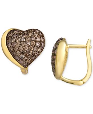 GODIVA x Le Vian&reg; Chocolate Diamond Pav&eacute; Heart Statement Earrings (1-3/8 ct. t.w.) in 14k Gold