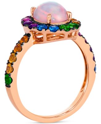 Multi-Gemstone Halo Ring (2 ct. t.w.) in 14k Rose Gold