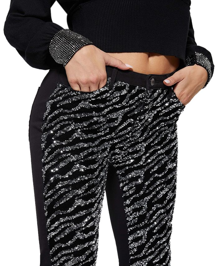 GUESS Women's 1981 Tiger Sequin Skinny Jeans Macy's