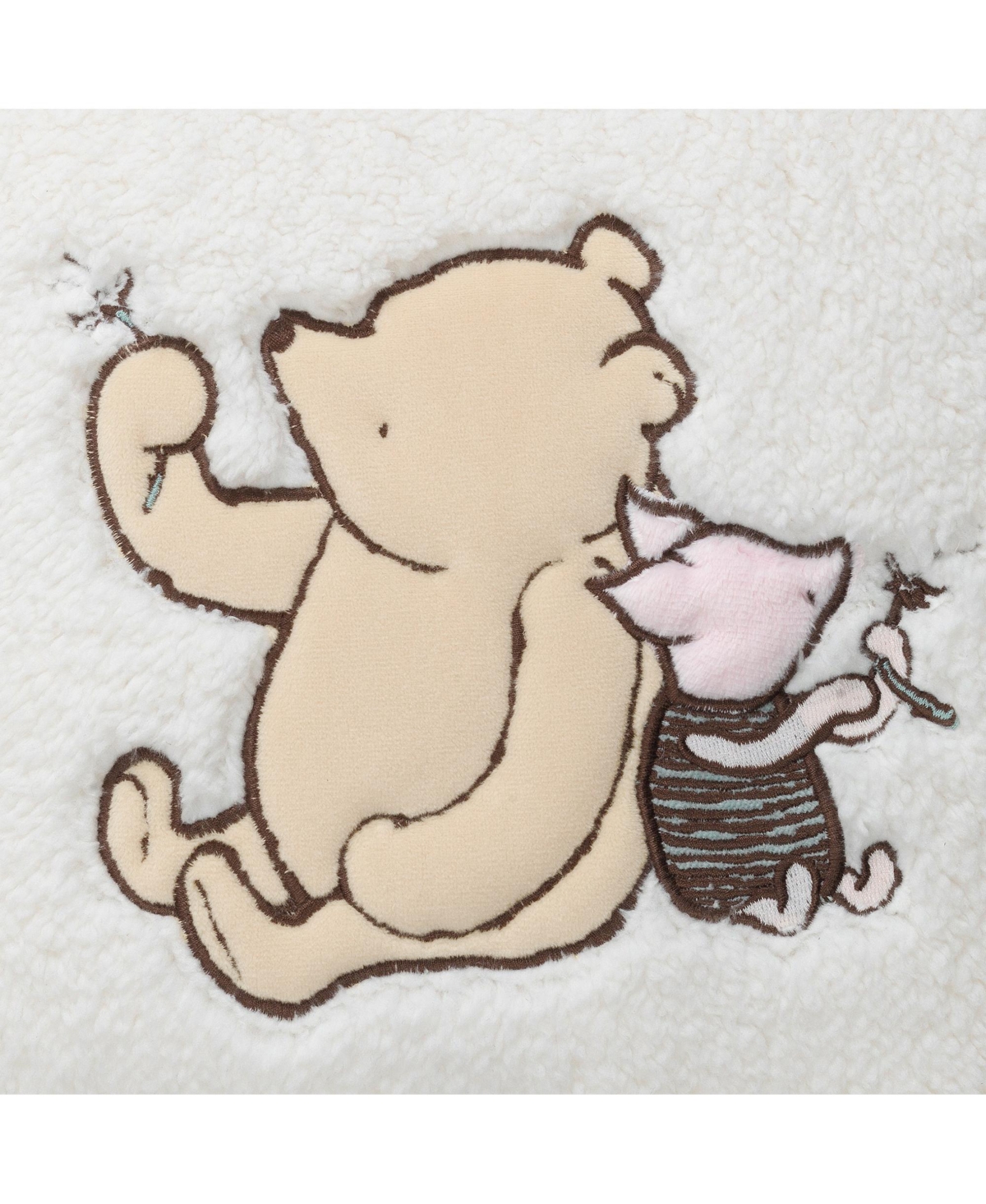 Lambs & Ivy Storytime Pooh Soft Faux Shearling Nursery Throw Pillow -- Cream