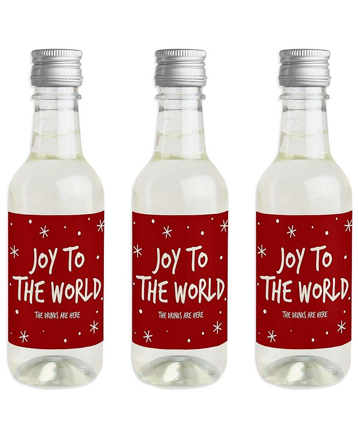 Big Dot of Happiness Joy To The World Christmas Mini Wine Bottle