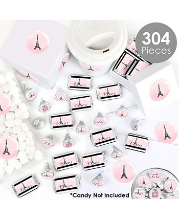 Big Dot of Happiness Pink Winter Wonderland - Holiday Snowflake Birthday  Party and Baby Shower Candy Favor Sticker Kit - 304 Pieces