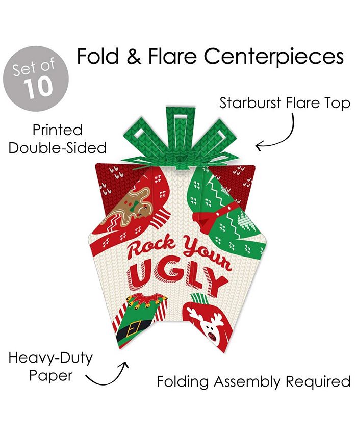 Big Dot of Happiness Ugly Sweater Table Decor Christmas Party Fold