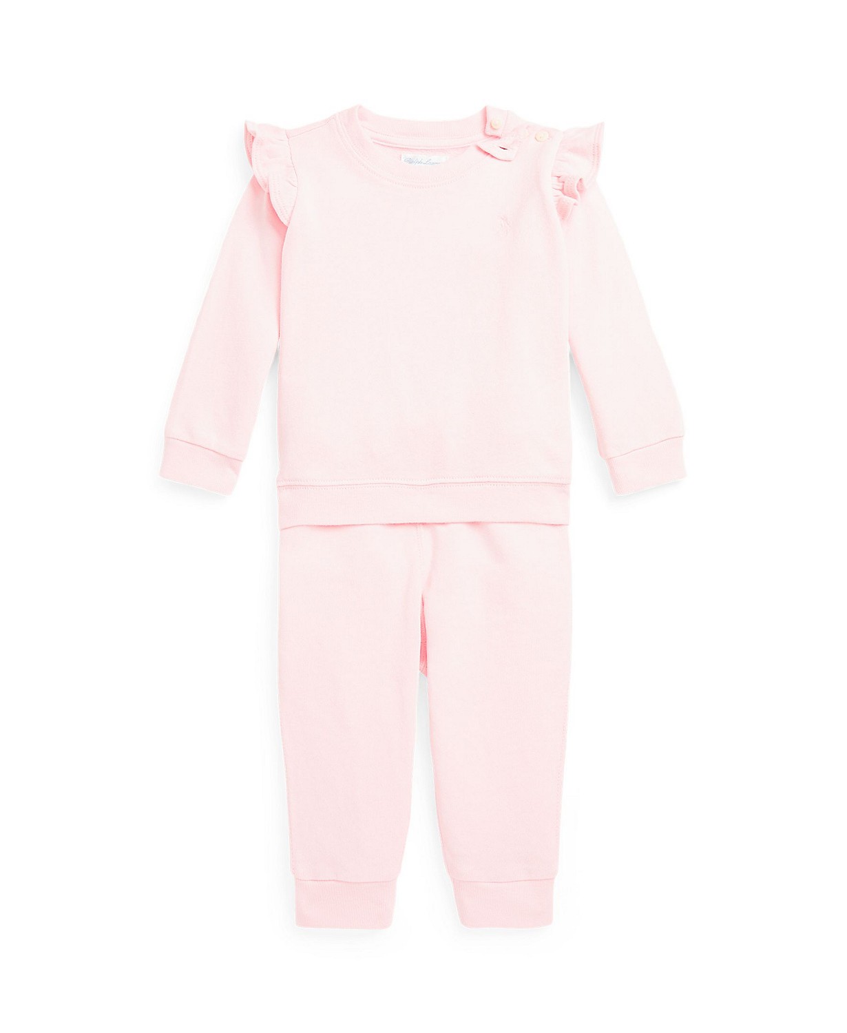 Baby Girls Ruffled French Terry Top and Pant, 2 Piece Set