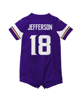Newborn and Infant Boys and Girls Justin Jefferson Purple Minnesota Vikings Game Romper Jersey