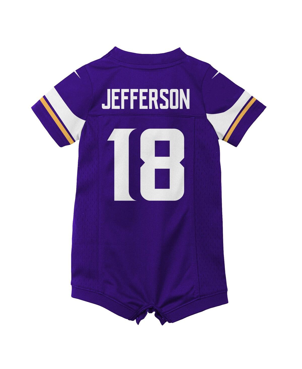 Newborn and Infant Boys and Girls Nike Justin JeffersonMinnesota Vikings Game Romper Jersey - Purple