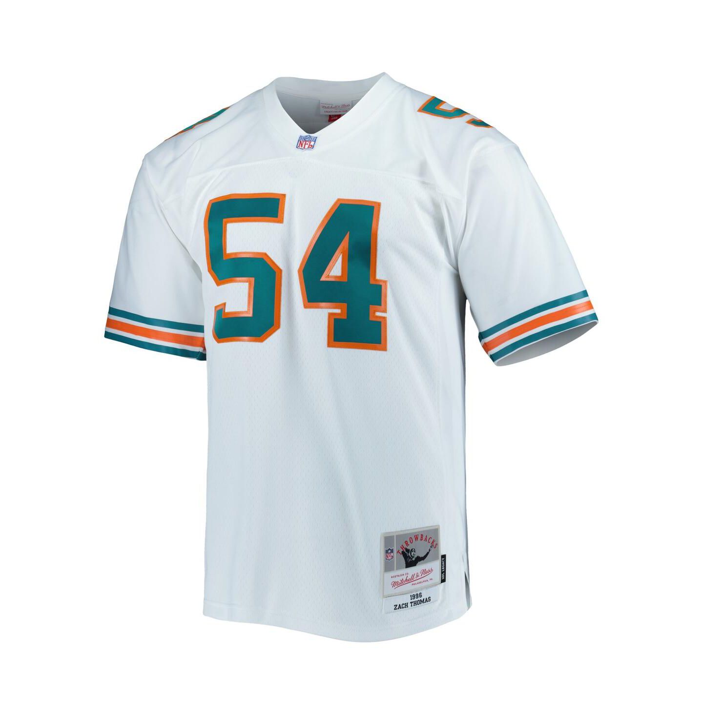 Мужской топ Mitchell & Ness Zach Thomas White Miami Dolphins 1996 Legacy Replica Jersey — фото 3