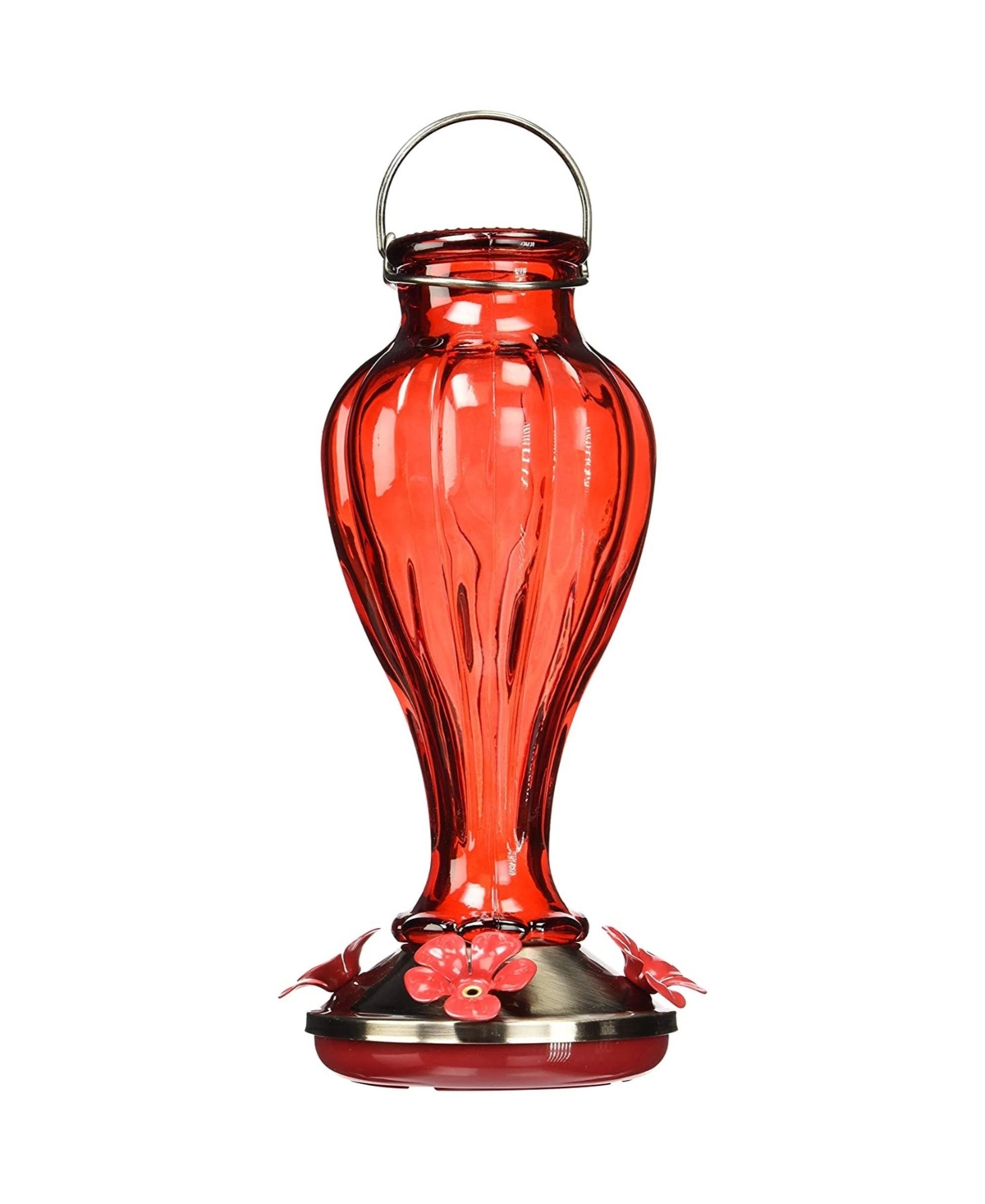 Hummingbird Feeder Glass Red 20-Oz Nectar Capacity Blossom - Red