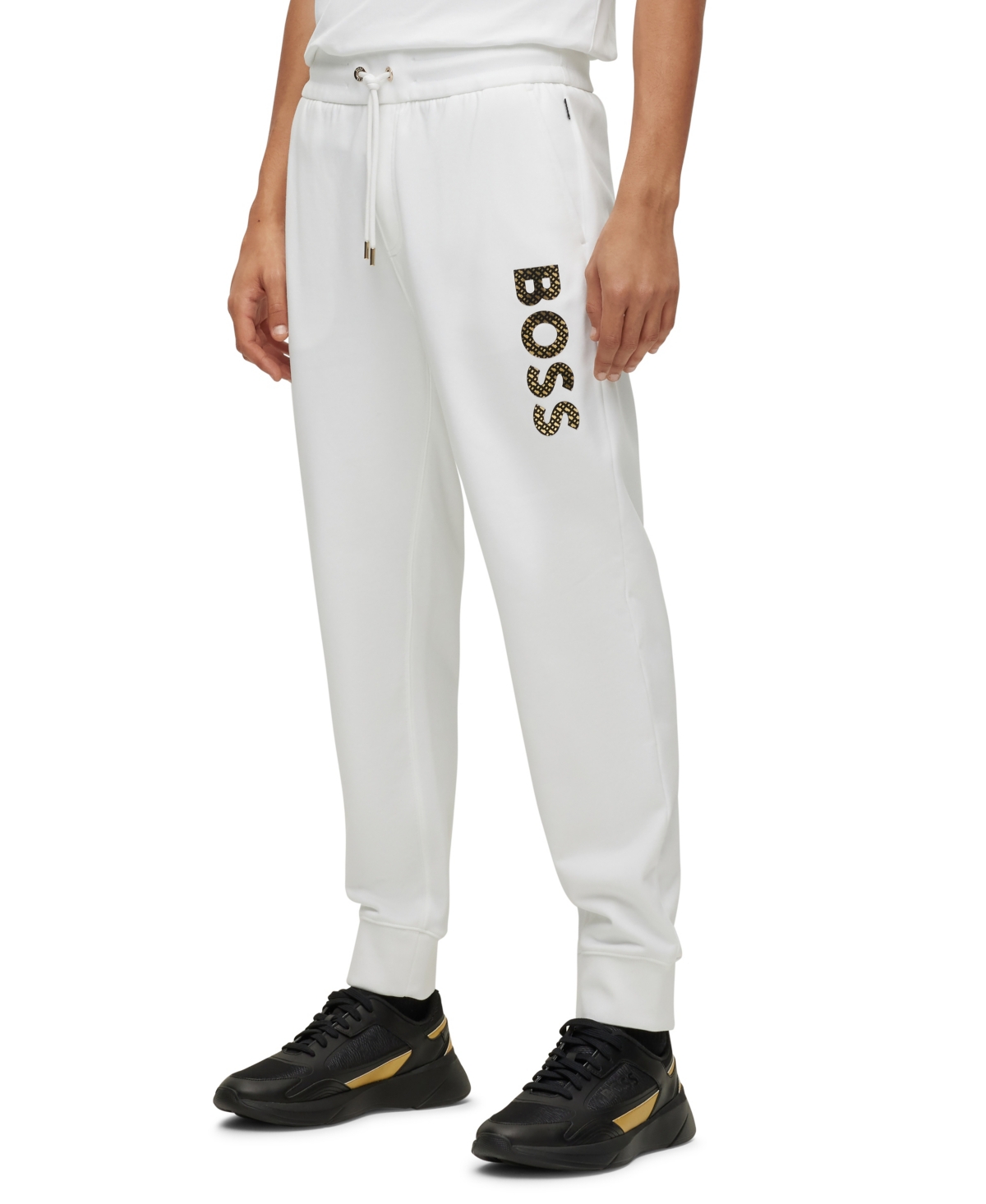 Hugo Boss Cotton terry Tracksuit Bottoms With Monogram filled Logo
