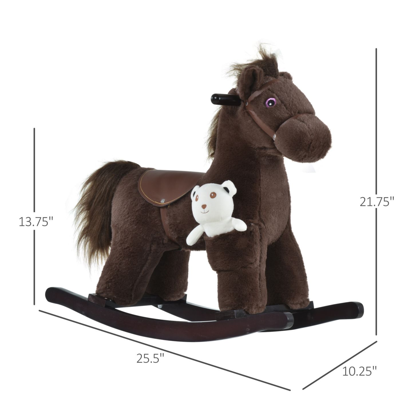 Детская мягкая игрушка Qaba Plush Ride-On Dinosaur Rocking Horse Toy, Up to 66 lbs., от 3 лет — фото 9