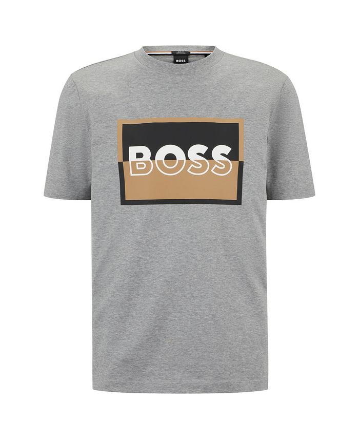 Hugo Boss Men's Mercerized Cotton with Split Logo Slim-Fit T-shirt - Macy's