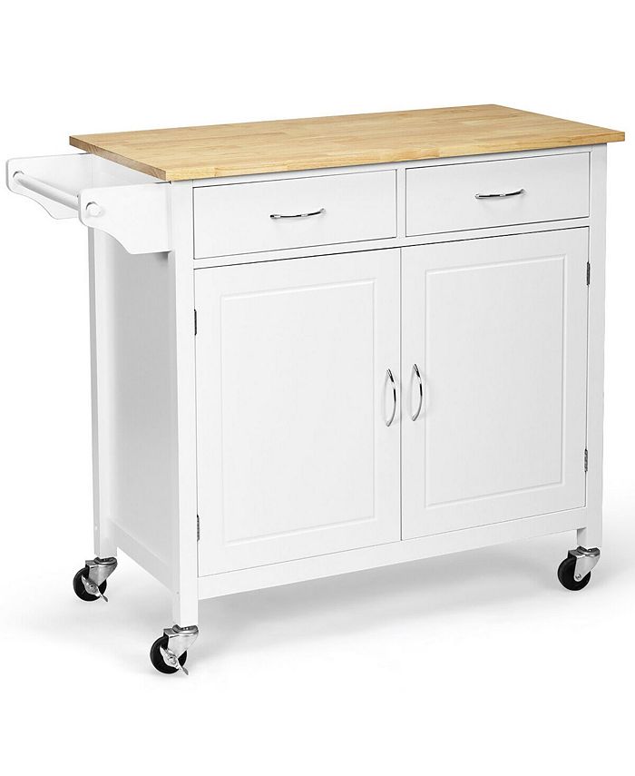 Costway Modern Rolling Kitchen Cart Island Wood Top Storage Trolley